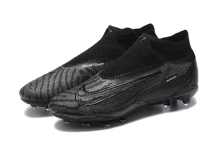 Nike Phantom Gx High Top Black Double-layer Waterproof Fish Silk Fully Knitted Fg Football Shoes