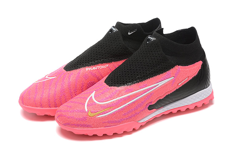 Nike Phantom Gx High Top Pink Double Waterproof Fish Silk Full Knitted Md Grass Nail Football Shoes